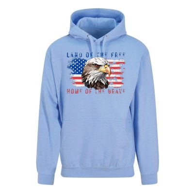 Land Of The Free Home Of The Brave Bald Eagle Us Flag Unisex Surf Hoodie