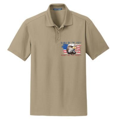 Land Of The Free Home Of The Brave Bald Eagle Us Flag Dry Zone Grid Polo