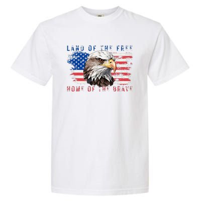 Land Of The Free Home Of The Brave Bald Eagle Us Flag Garment-Dyed Heavyweight T-Shirt