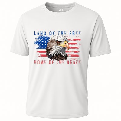 Land Of The Free Home Of The Brave Bald Eagle Us Flag Performance Shirt