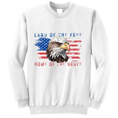 Land Of The Free Home Of The Brave Bald Eagle Us Flag Sweatshirt