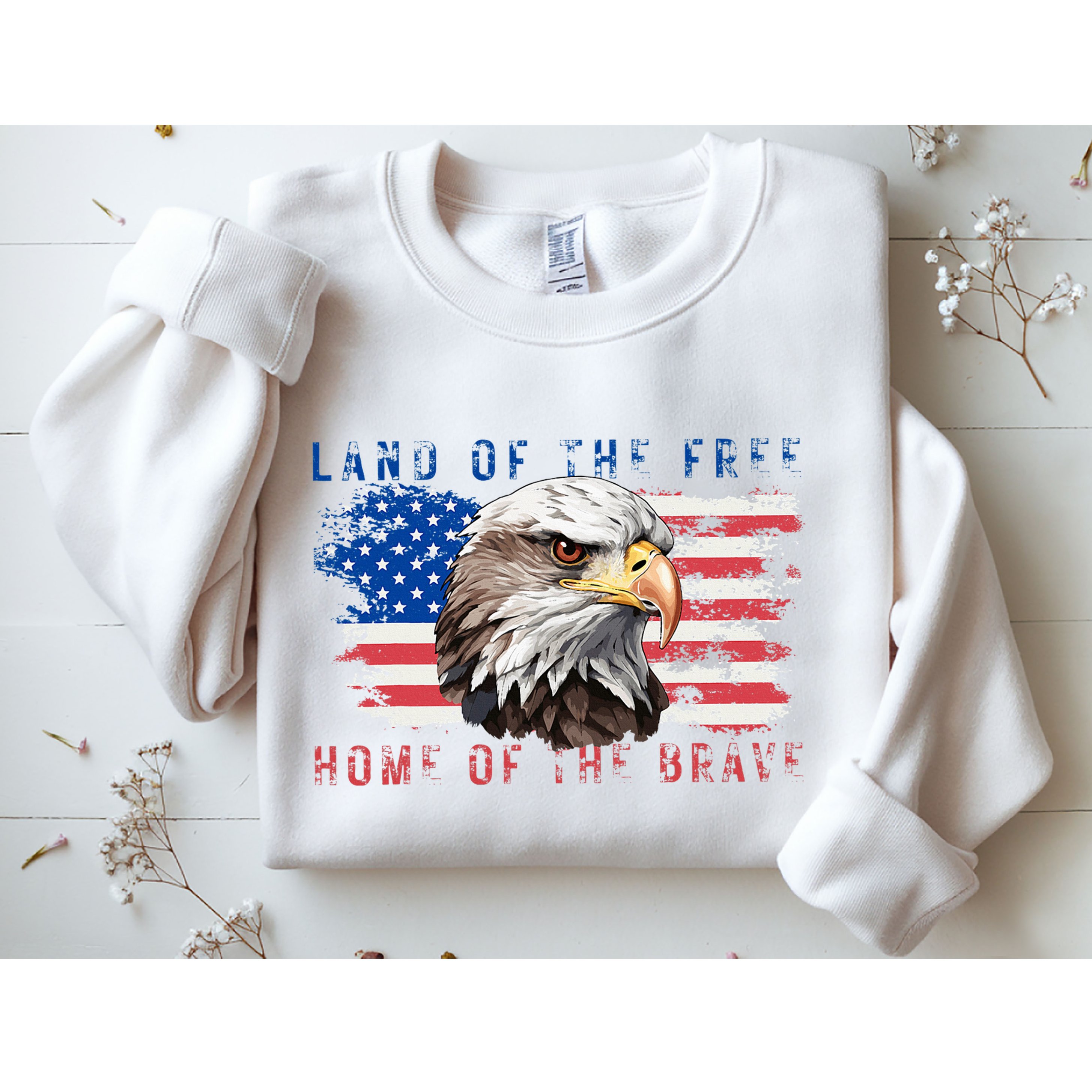 Land Of The Free Home Of The Brave Bald Eagle Us Flag Sweatshirt
