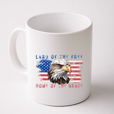 Land Of The Free Home Of The Brave Bald Eagle Us Flag Mug