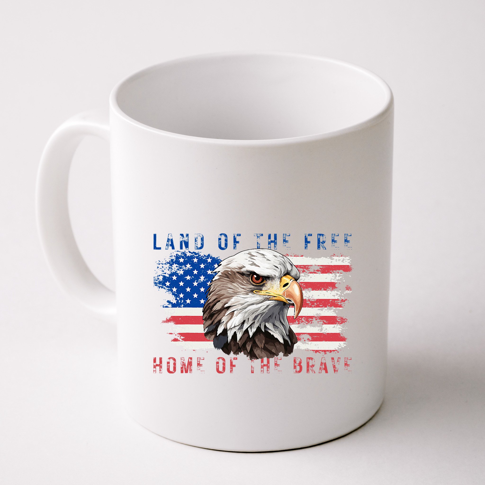 Land Of The Free Home Of The Brave Bald Eagle Us Flag Mug