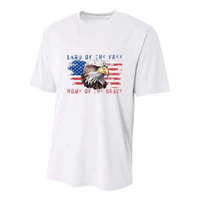 Land Of The Free Home Of The Brave Bald Eagle Us Flag Youth Performance Sprint T-Shirt