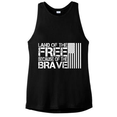 Land Of The Free Because Of The Brave Vintage Usa Flag Ladies PosiCharge Tri-Blend Wicking Tank