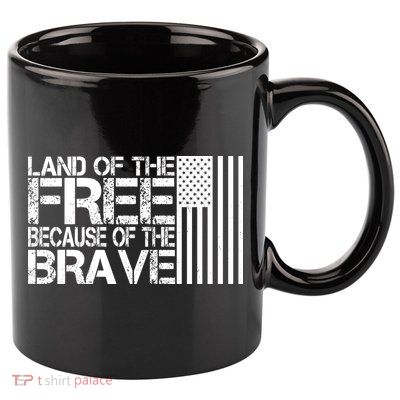 Land Of The Free Because Of The Brave Vintage Usa Flag 11oz C Handle Ceramic Mug