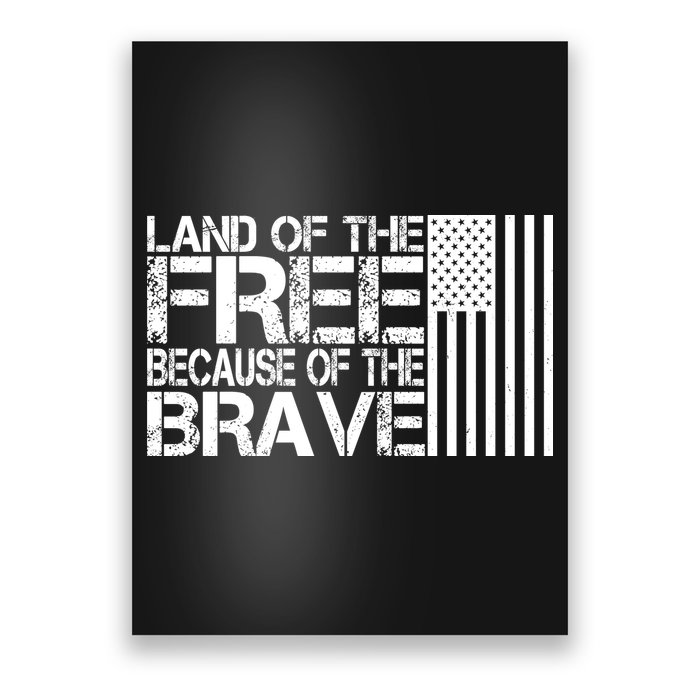 Land Of The Free Because Of The Brave Vintage Usa Flag Poster