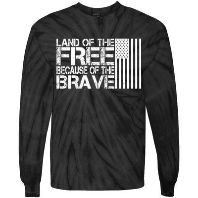 Land Of The Free Because Of The Brave Vintage Usa Flag Tie-Dye Long Sleeve Shirt
