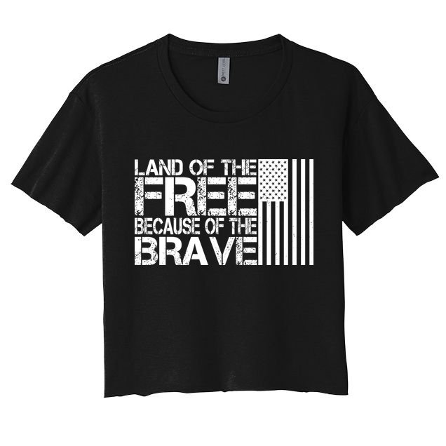 Land Of The Free Because Of The Brave Vintage Usa Flag Crop Top