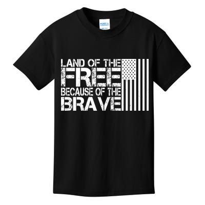 Land Of The Free Because Of The Brave Vintage Usa Flag Kids T-Shirt