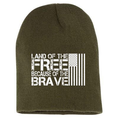 Land Of The Free Because Of The Brave Vintage Usa Flag Short Acrylic Beanie