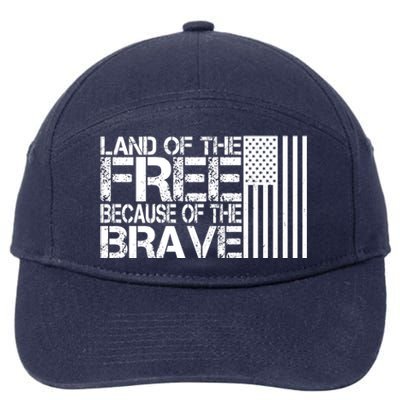 Land Of The Free Because Of The Brave Vintage Usa Flag 7-Panel Snapback Hat