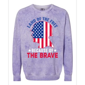 Land Of The Free Because Of The Brave Patriotic Gift Cute Gift Colorblast Crewneck Sweatshirt