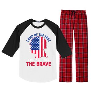 Land Of The Free Because Of The Brave Patriotic Gift Cute Gift Raglan Sleeve Pajama Set