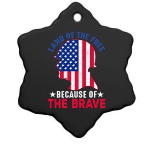 Land Of The Free Because Of The Brave Patriotic Gift Cute Gift Ceramic Star Ornament