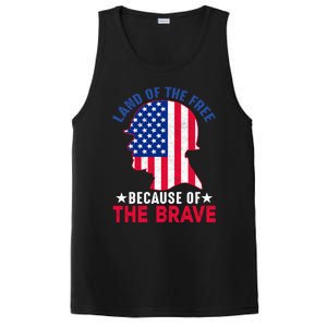 Land Of The Free Because Of The Brave Patriotic Gift Cute Gift PosiCharge Competitor Tank