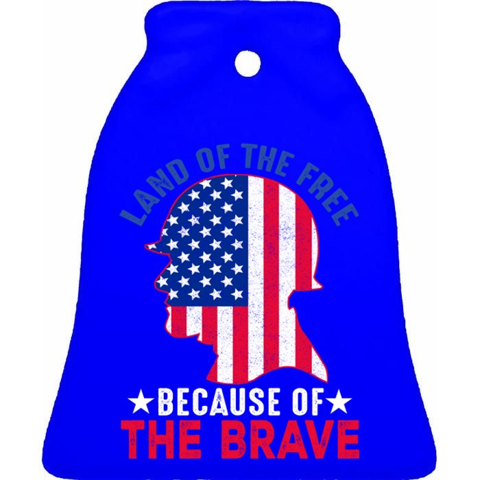 Land Of The Free Because Of The Brave Patriotic Gift Cute Gift Ceramic Bell Ornament