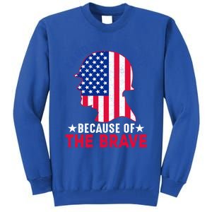 Land Of The Free Because Of The Brave Patriotic Gift Cute Gift Tall Sweatshirt