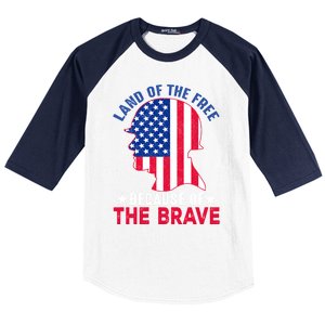 Land Of The Free Because Of The Brave Patriotic Gift Cute Gift Baseball Sleeve Shirt