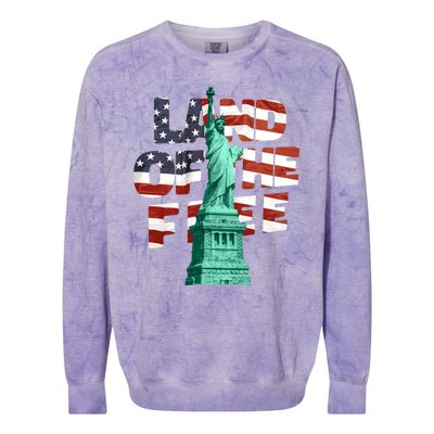 Land Of The Free Statue Of Liberty Colorblast Crewneck Sweatshirt