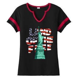 Land Of The Free Statue Of Liberty Ladies Halftime Notch Neck Tee