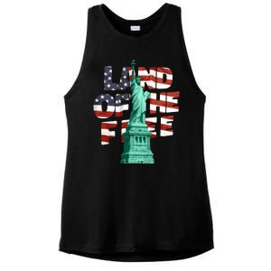 Land Of The Free Statue Of Liberty Ladies PosiCharge Tri-Blend Wicking Tank