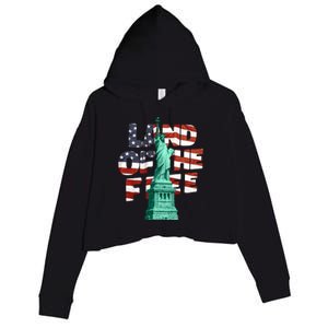 Land Of The Free Statue Of Liberty Crop Fleece Hoodie