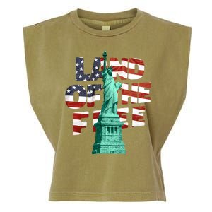 Land Of The Free Statue Of Liberty Garment-Dyed Women's Muscle Tee