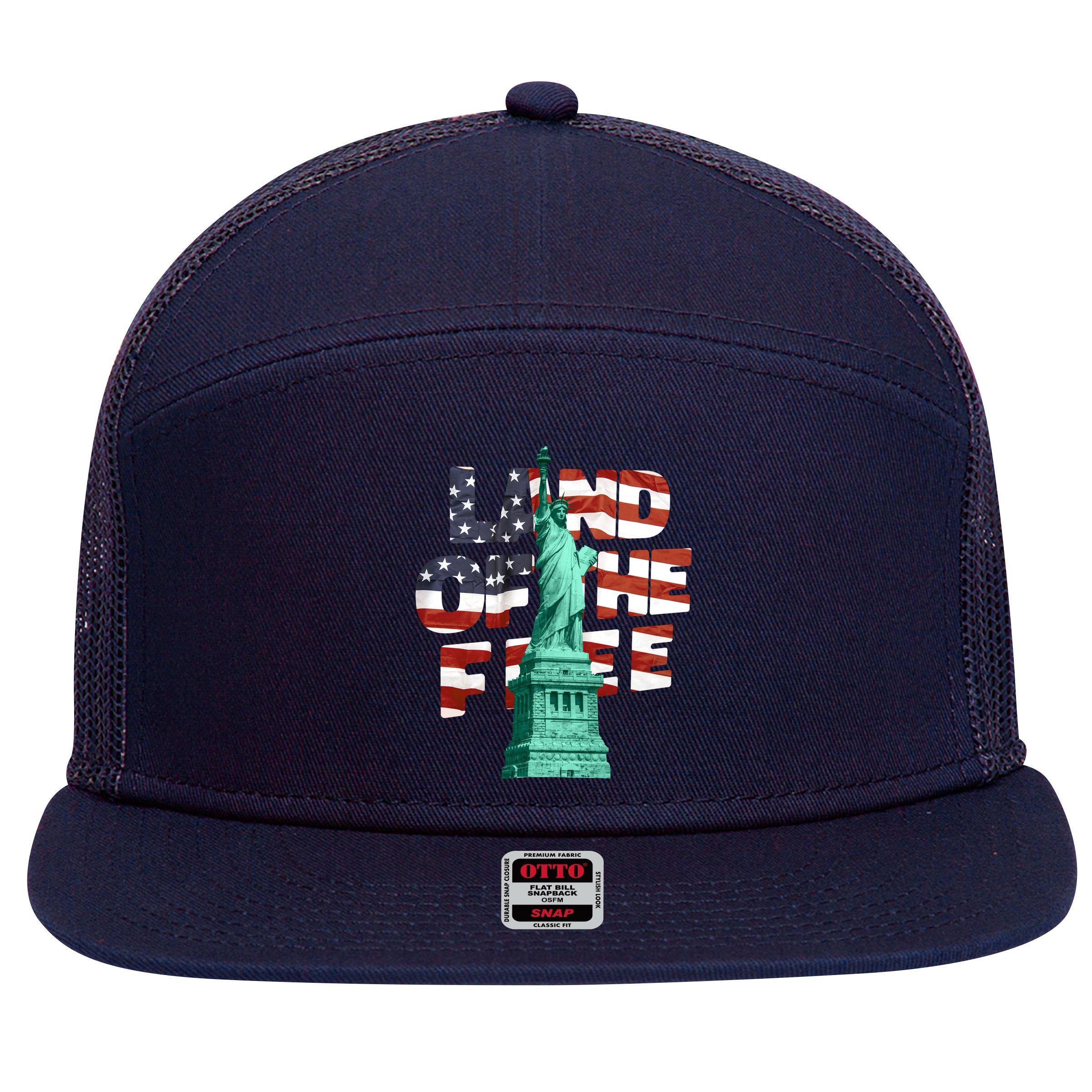 Land Of The Free Statue Of Liberty 7 Panel Mesh Trucker Snapback Hat