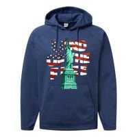 Land Of The Free Statue Of Liberty Performance Fleece Hoodie