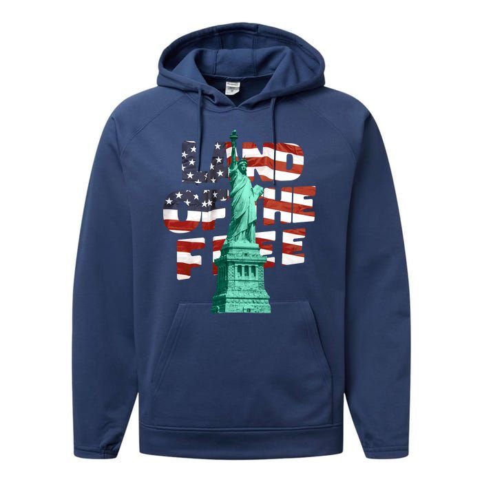 Land Of The Free Statue Of Liberty Performance Fleece Hoodie