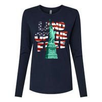 Land Of The Free Statue Of Liberty Womens Cotton Relaxed Long Sleeve T-Shirt