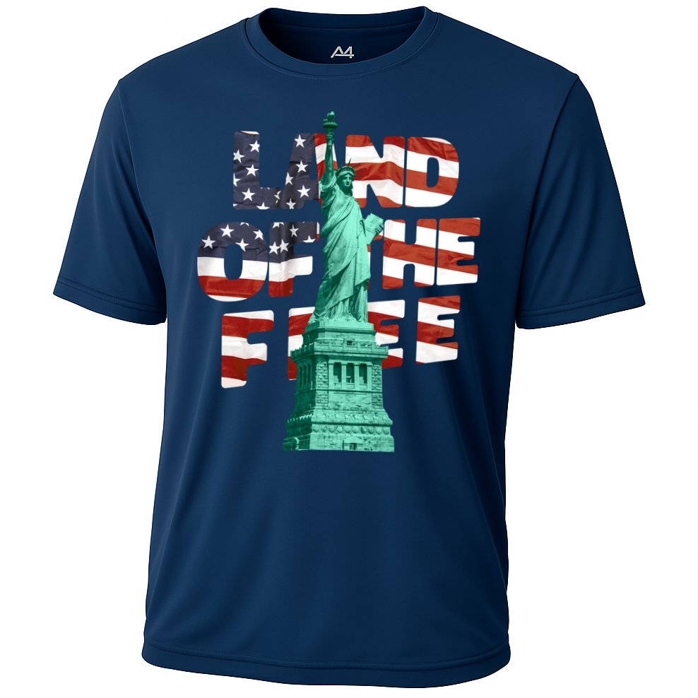 Land Of The Free Statue Of Liberty Cooling Performance Crew T-Shirt