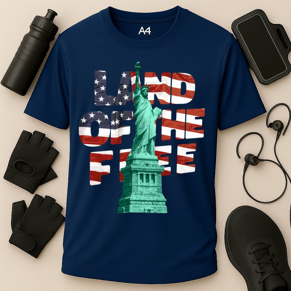 Land Of The Free Statue Of Liberty Cooling Performance Crew T-Shirt