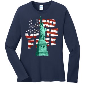 Land Of The Free Statue Of Liberty Ladies Long Sleeve Shirt