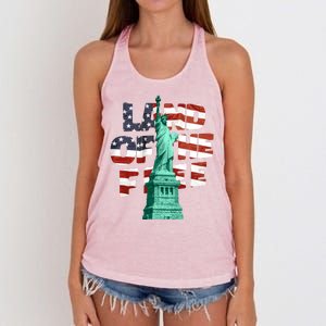 Land Of The Free Statue Of Liberty Women's Knotted Racerback Tank