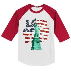 Land Of The Free Statue Of Liberty Kids Colorblock Raglan Jersey