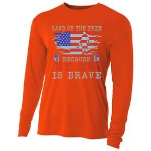 Land Of The Free Because My Son Is Brave Gift Military Son Cute Gift Cooling Performance Long Sleeve Crew