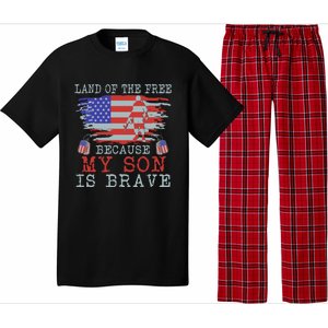 Land Of The Free Because My Son Is Brave Gift Military Son Cute Gift Pajama Set