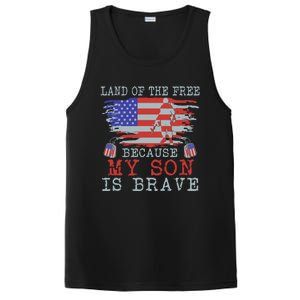 Land Of The Free Because My Son Is Brave Gift Military Son Cute Gift PosiCharge Competitor Tank