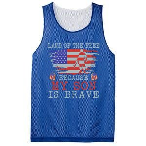 Land Of The Free Because My Son Is Brave Gift Military Son Cute Gift Mesh Reversible Basketball Jersey Tank