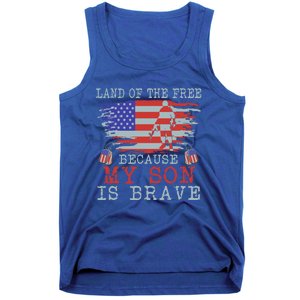 Land Of The Free Because My Son Is Brave Gift Military Son Cute Gift Tank Top