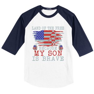 Land Of The Free Because My Son Is Brave Gift Military Son Cute Gift Baseball Sleeve Shirt