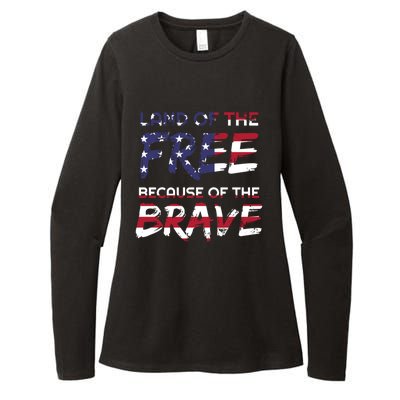 Land Of The Free Because Of The Brave Stars And Stripes Gift Womens CVC Long Sleeve Shirt