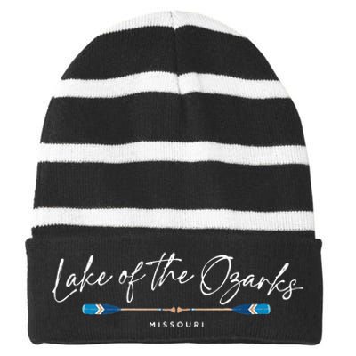 Lake Of The Ozarks Missouri Oars Graphic Striped Beanie with Solid Band