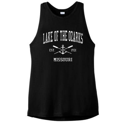 Lake Of The Ozarks Mo Vintage Crossed Oars & Boat Anchor Spo Ladies PosiCharge Tri-Blend Wicking Tank