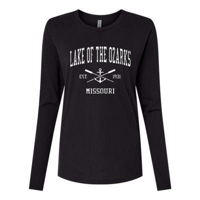 Lake Of The Ozarks Mo Vintage Crossed Oars & Boat Anchor Spo Womens Cotton Relaxed Long Sleeve T-Shirt