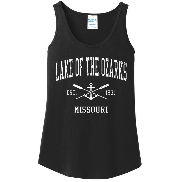 Lake Of The Ozarks Mo Vintage Crossed Oars & Boat Anchor Spo Ladies Essential Tank