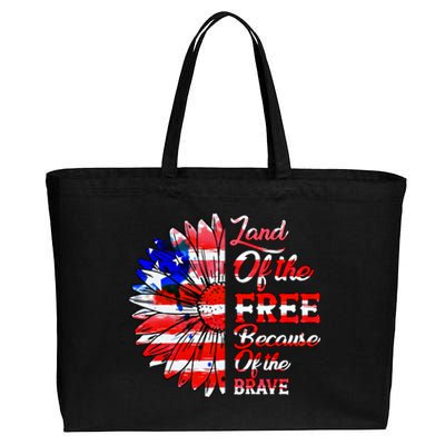 Land Of The Free Because Of The Brave Gift 4th Of July Gift Cotton Canvas Jumbo Tote